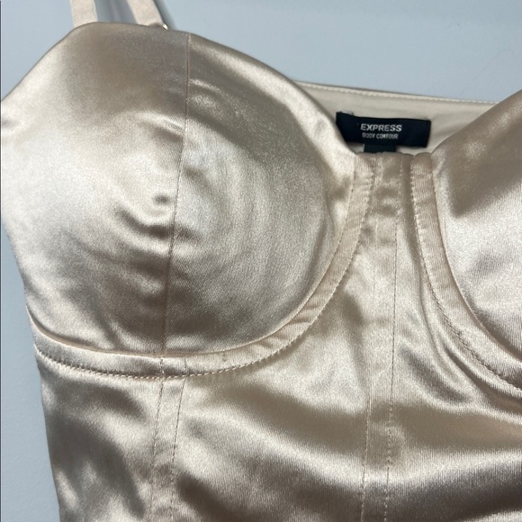 NWT Express Women's Chic Shimmering Cream‎ Bustier Tank Crop Top Size Small - Picture 2 of 7